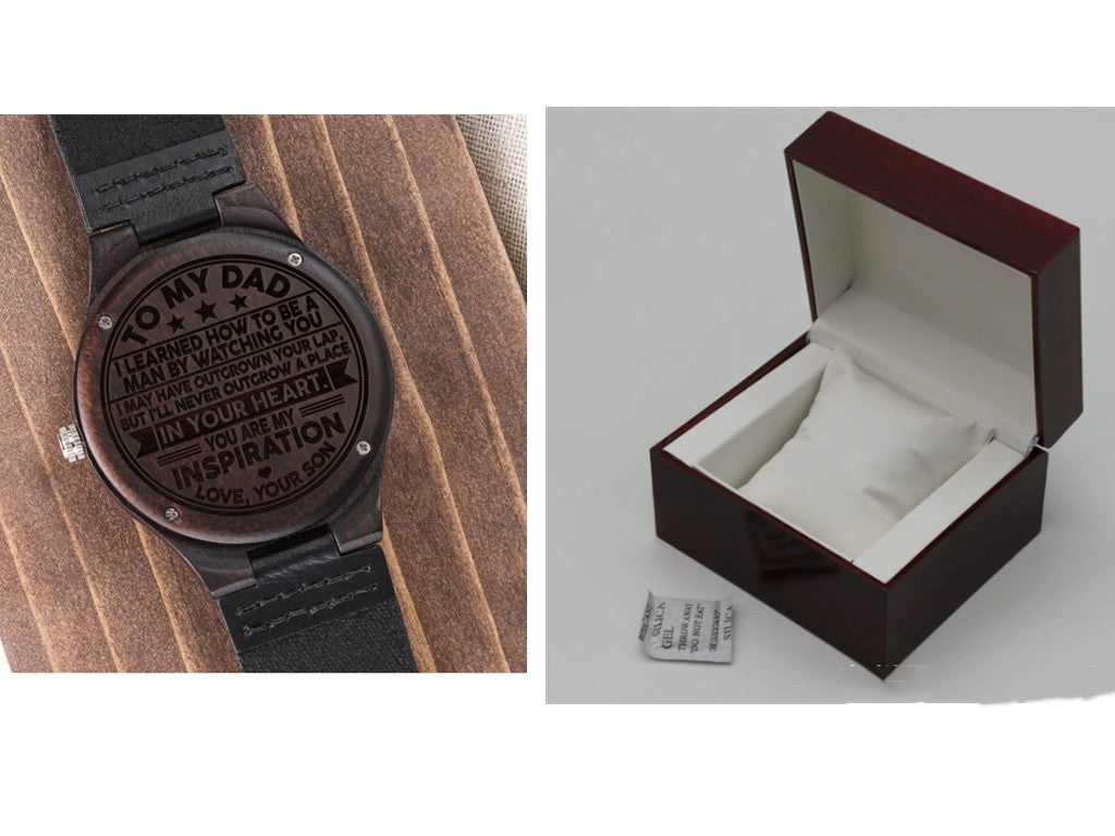 Bottom Cover Lettering Leather Strap Watch