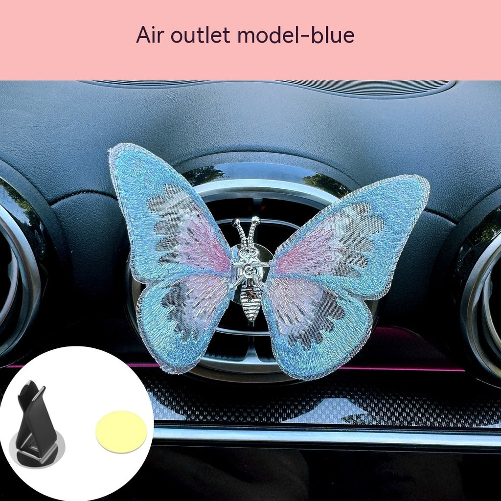 Moving Embroidery Butterfly Center Console Air Outlet Decoration Healing Series Car Accessories