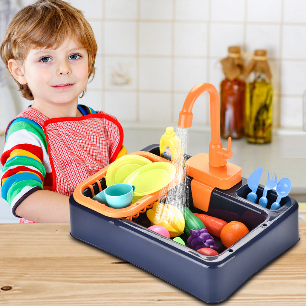 Play sink with running water gift for Children's Thinking Training tablewares with water board and basket