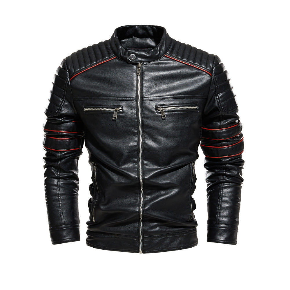 Men Motorcycle Suit And Fleece Leather Jacket