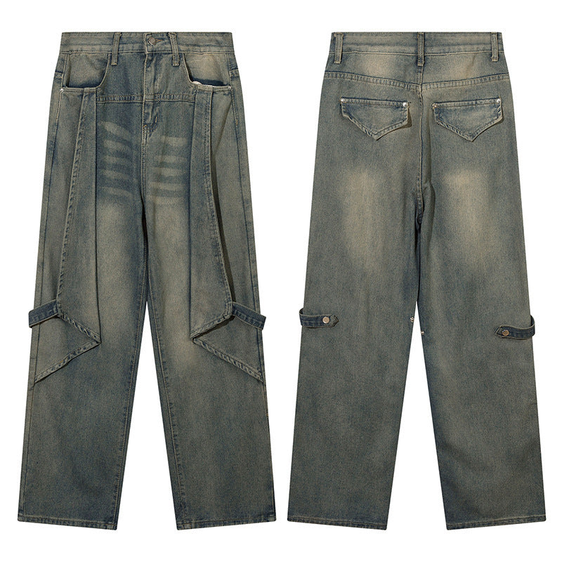 Fashion Personalized Washed Wide-leg Jeans Men