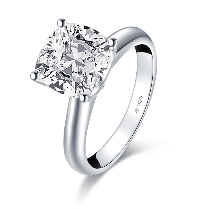 Simple Wedding Ring - 925 Sterling Silver Diamond Ring with Seiko Craftsmanship and Gem Inlay