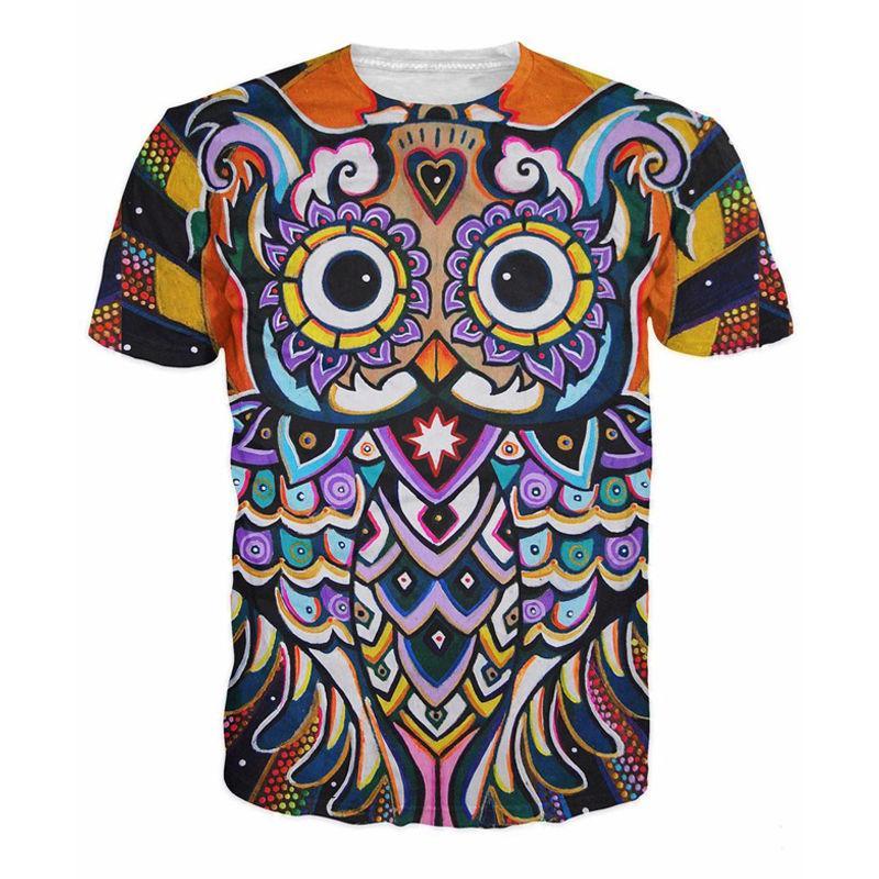 Free Shipping Fashion Style T-shirts 3D Printed Psychedelic Animation Owl Men Women Summer Tops O-Neck Anime T Shirt Homme
