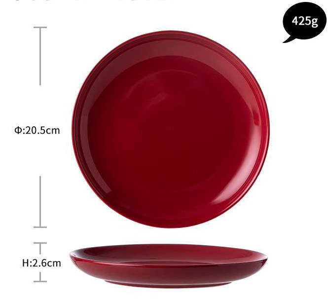 Luxury Red Glaze Ceramic Dinner Sets Kitchen Utensils Porcelain Salad Serving Plate Dish Bowl Restaurant Dining Table Home Decor