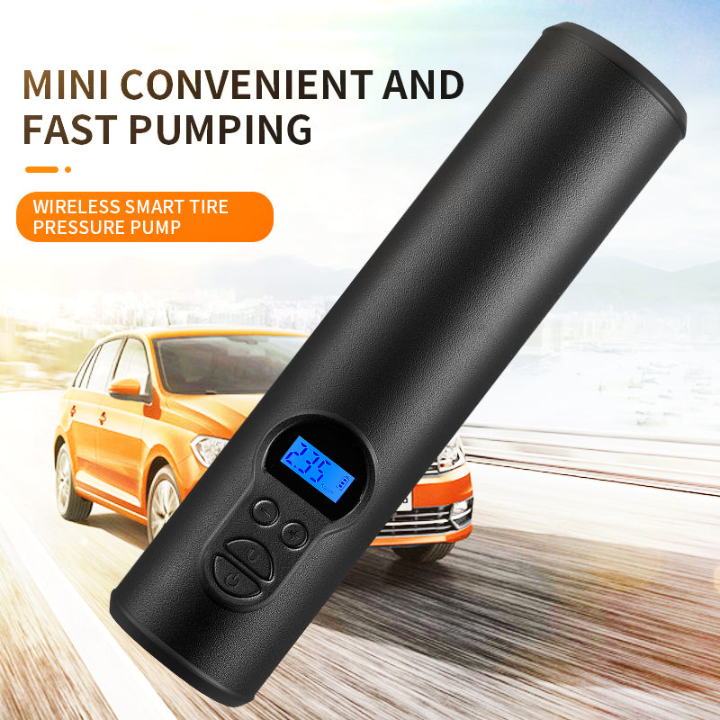 Alt Text: Cordless portable tyre inflator compressor with digital display, LED lights, and various accessories - 12V electric air pump for car, bicycle, mattress, toys - AUDEW brand