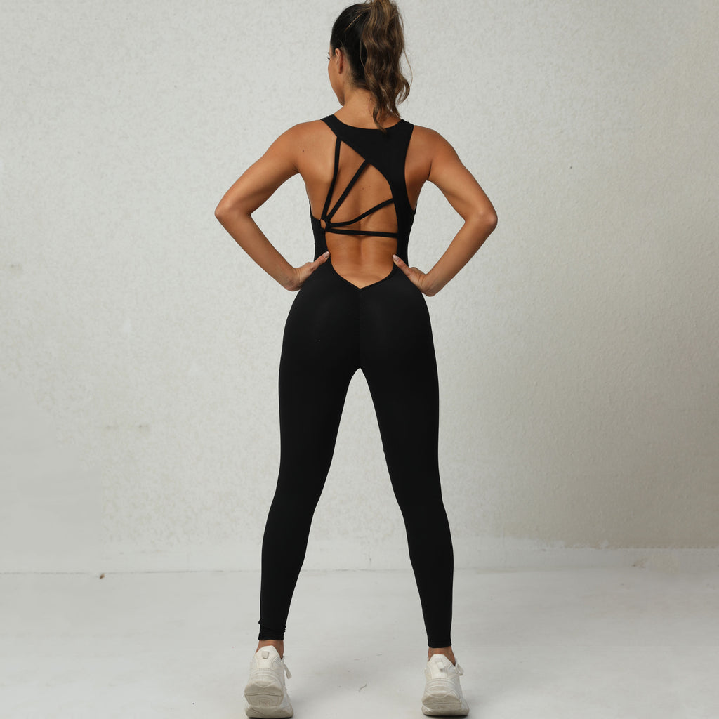 V-Back Yoga Jumpsuit: Sleek Design & Maximum Flexibility