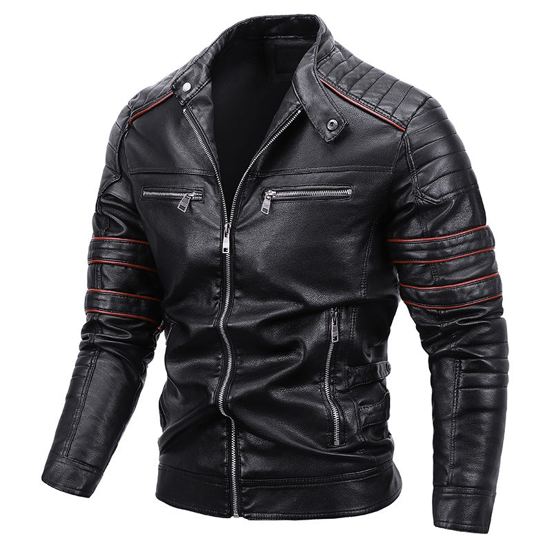 Men's Plus Velvet Motorcycle Jacket Leather