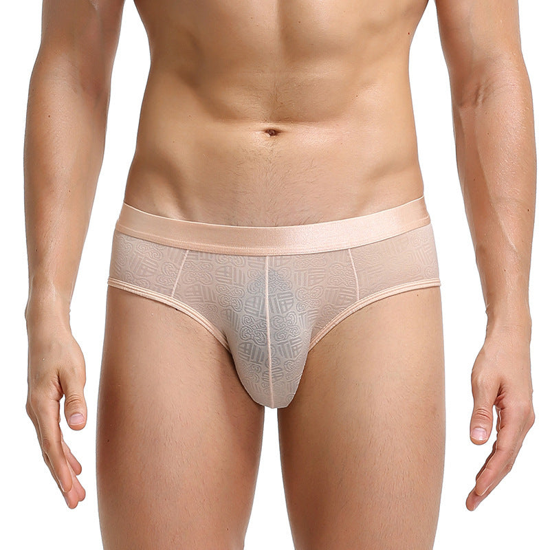 Men's Fu Character Jacquard Breathable Sexy Underwear
