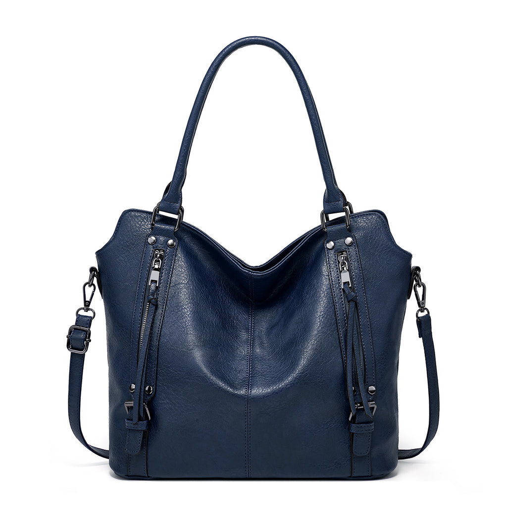 Double Zipper Design Tote Bag Large Capacity Shoulder Crossbody Bag For Women Handbags