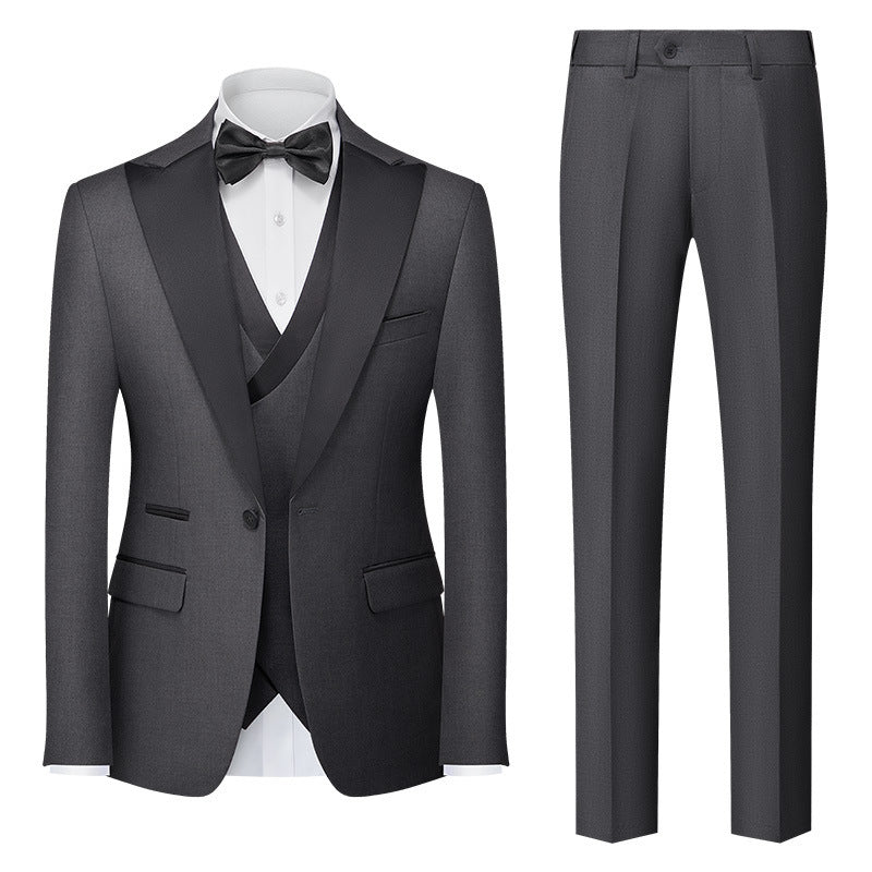 Men's New Suit Three-piece Korean-style Slim-fit Dress Suit