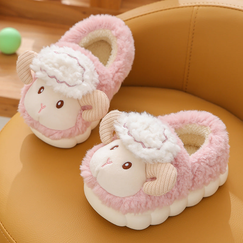 Children's Cotton Slippers Cute Cartoon Indoor Fluffy Slippers