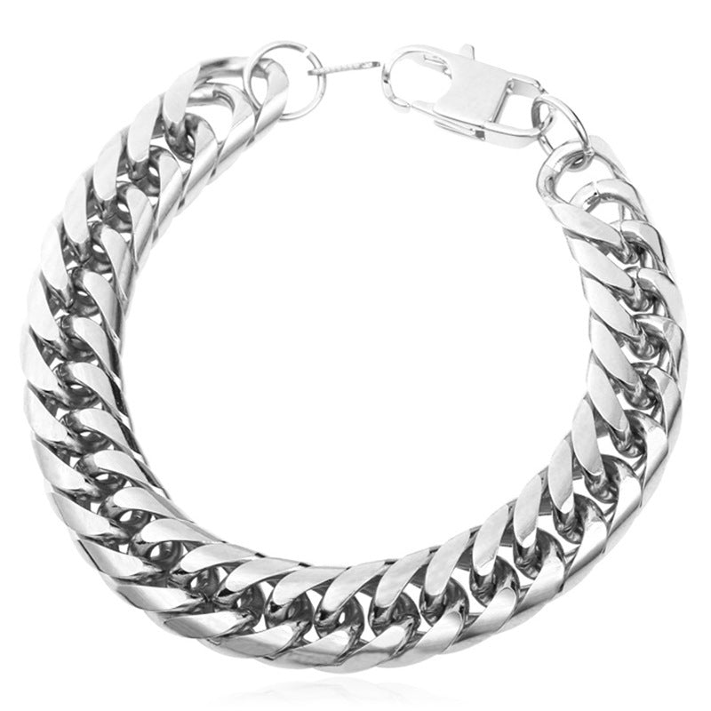 Fashion Hip Hop Stainless Steel Chain Bracelet - Titanium Steel with Plating Finish