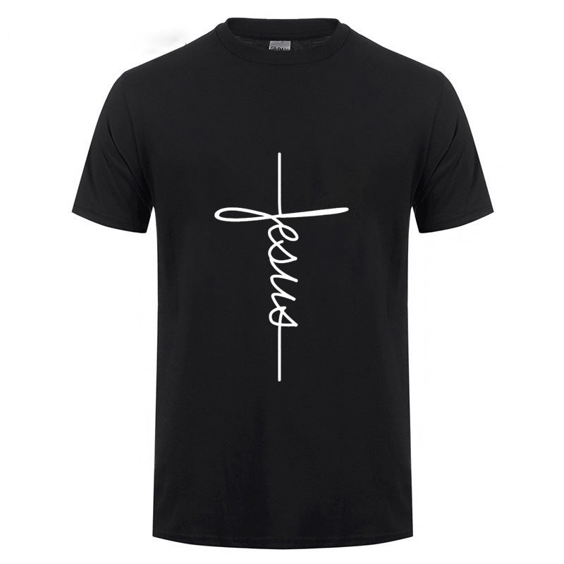 Jesus Cross T-shirts Men, Women, Europe, English, Digital Letters, Street Short Sleeve, Alien, WISH Amazon