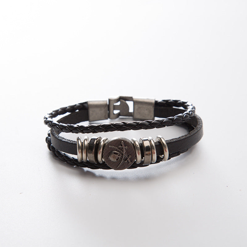 European and American punk hand-woven leather bracelet anchor bracelet men's bracelet