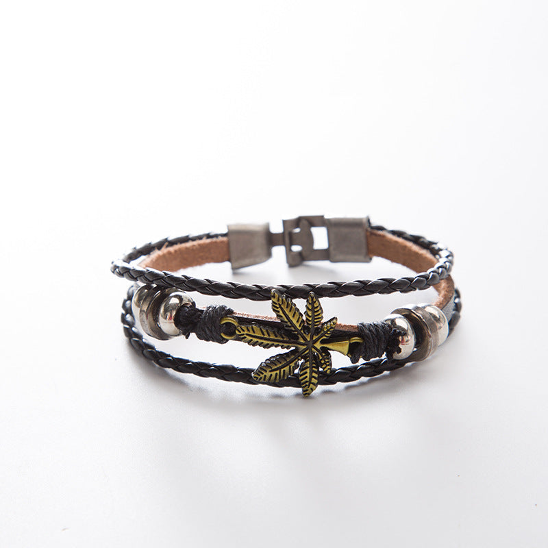 European and American punk hand-woven leather bracelet anchor bracelet men's bracelet