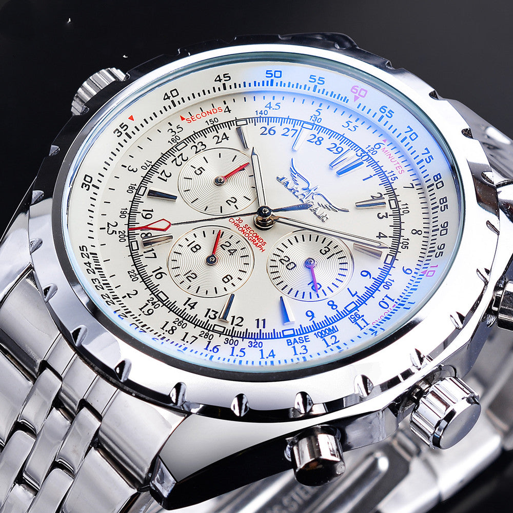 Men's Stainless Steel Business Three-plate Six-pin Automatic Mechanical Watch