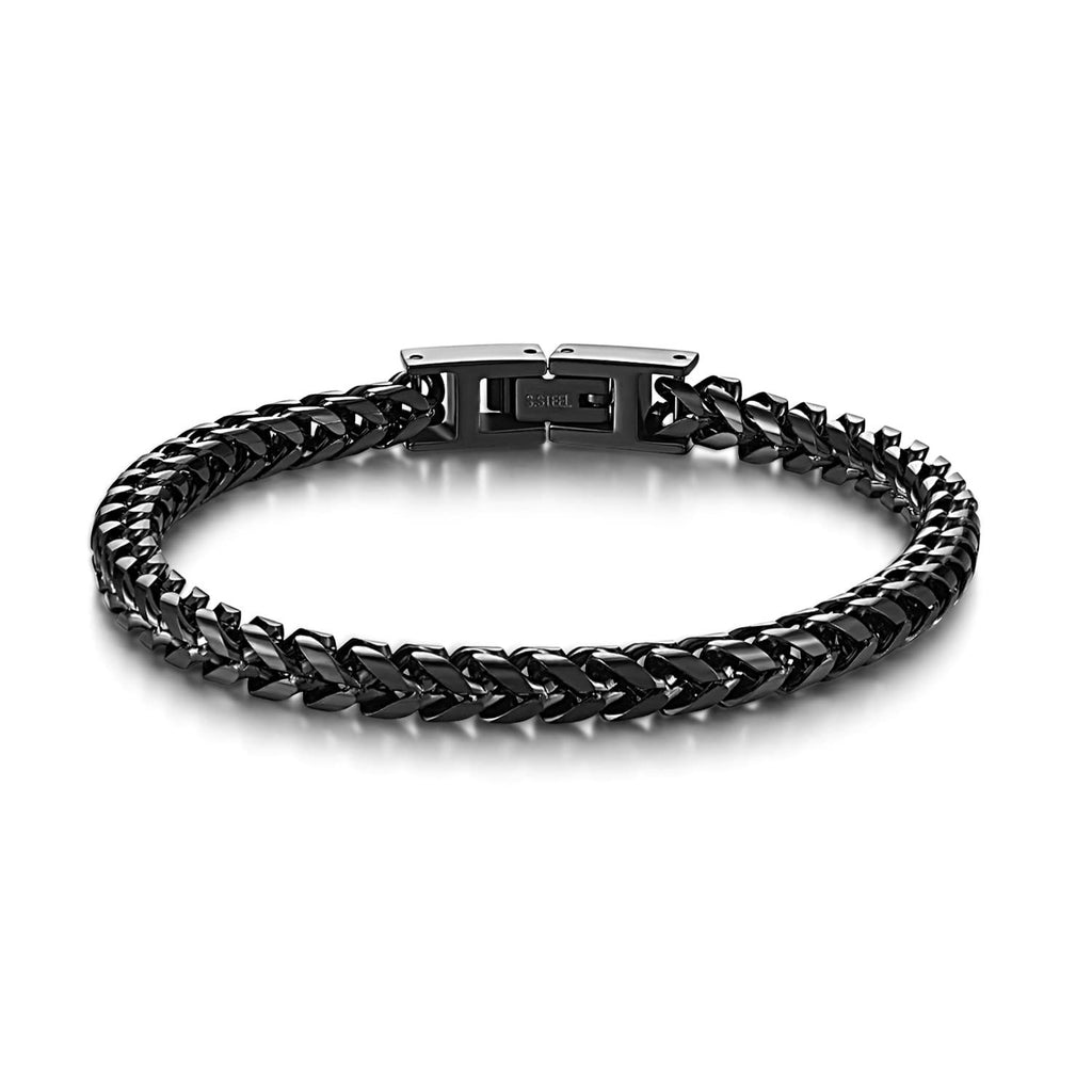 Mens Bracelet - Stainless Steel Fold Over Clasp Franco Chain Bracelets Mens Jewelry Gifts for Dad Grandpa Boyfriend Husband Son Brother