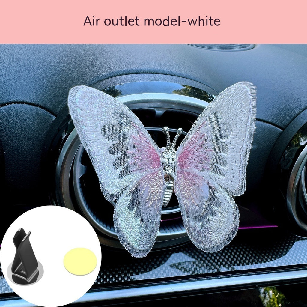 Moving Embroidery Butterfly Center Console Air Outlet Decoration Healing Series Car Accessories