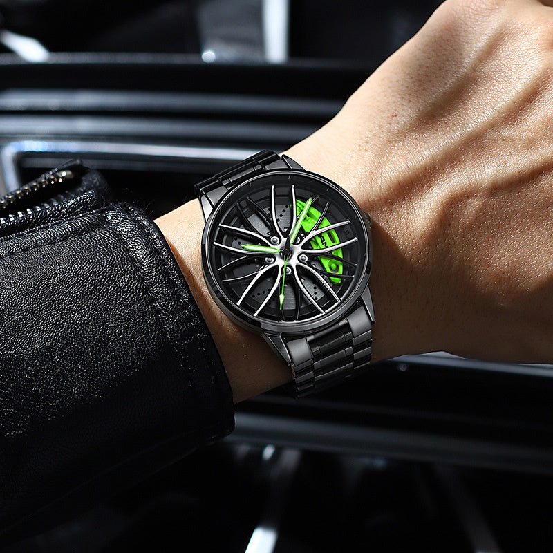 SVJ Wheel Watch AMG488 Green Caliper Men's Watch