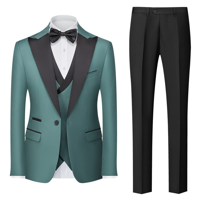 Men's New Suit Three-piece Korean-style Slim-fit Dress Suit