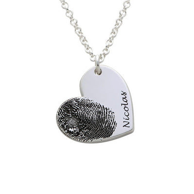 Fingerprint Necklace | Personalized Fingerprint Necklace Custom Heart Necklace Name Necklace Memorial Gift Christmas Gift Valentines Day Gift  | Memorial Jewelry in Gold