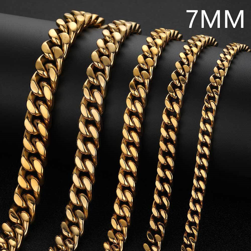 Cuban Link Chain - Premium Hiphop/Rock Style Necklace for Men - Gold/Black/Steel Options