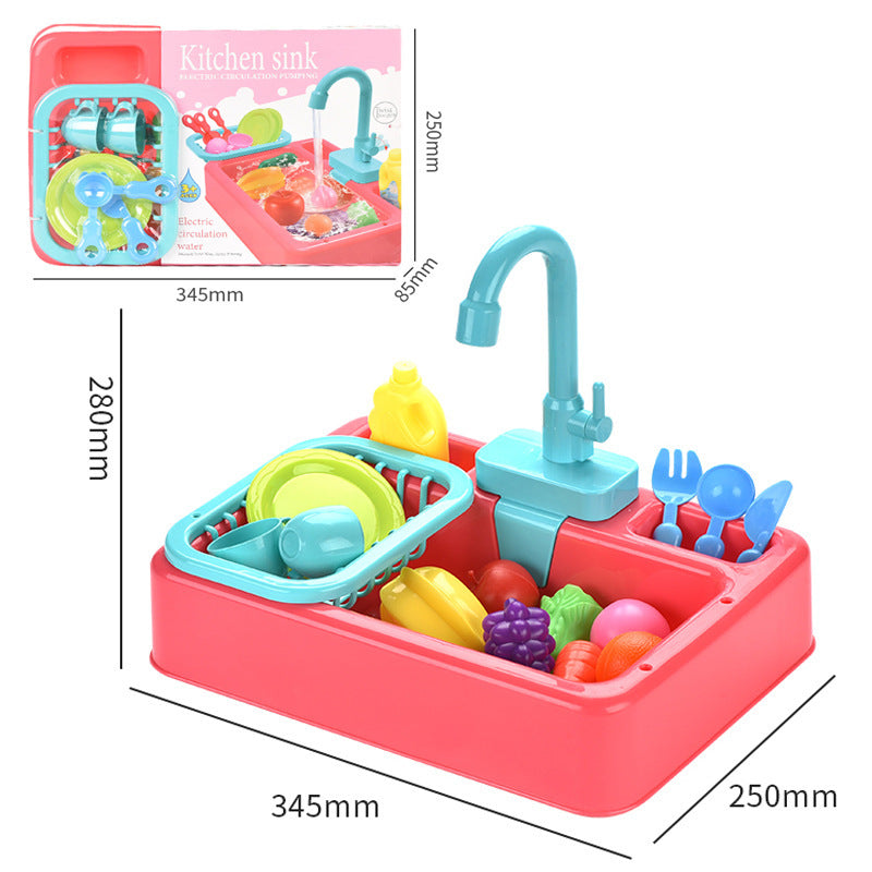 Play sink with running water gift for Children's Thinking Training tablewares with water board and basket