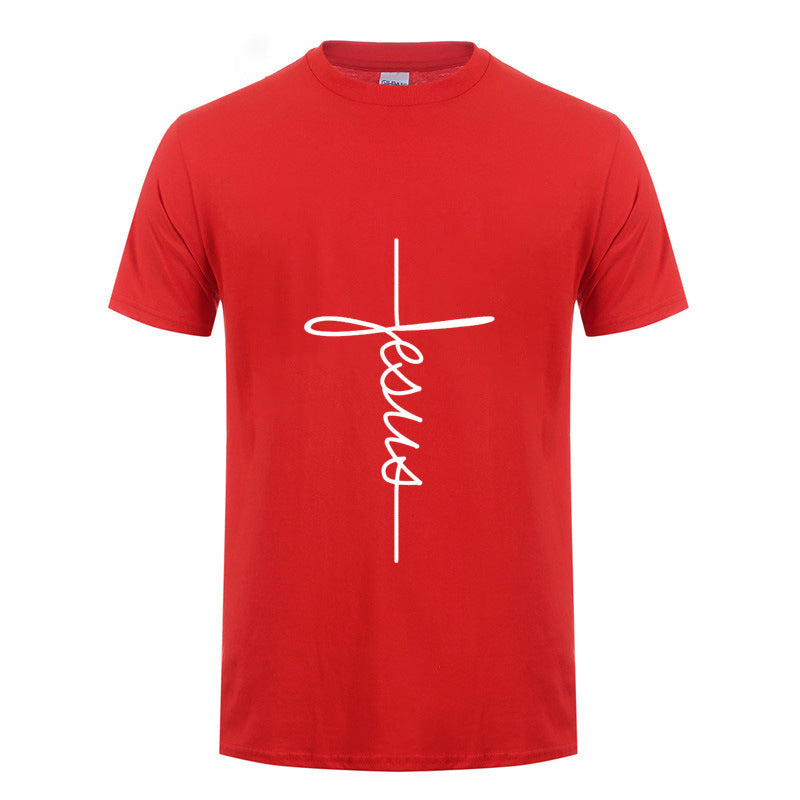 Jesus Cross T-shirts Men, Women, Europe, English, Digital Letters, Street Short Sleeve, Alien, WISH Amazon