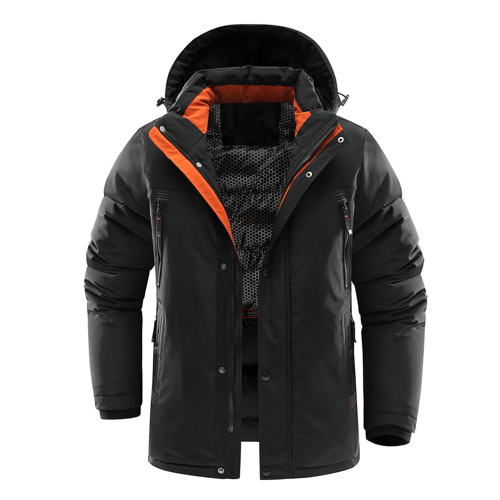 Men's Mid-length Cotton-padded Clothes Thickened Cold-resistant Warm Fleece Padded Coat Cotton-padded Clothes