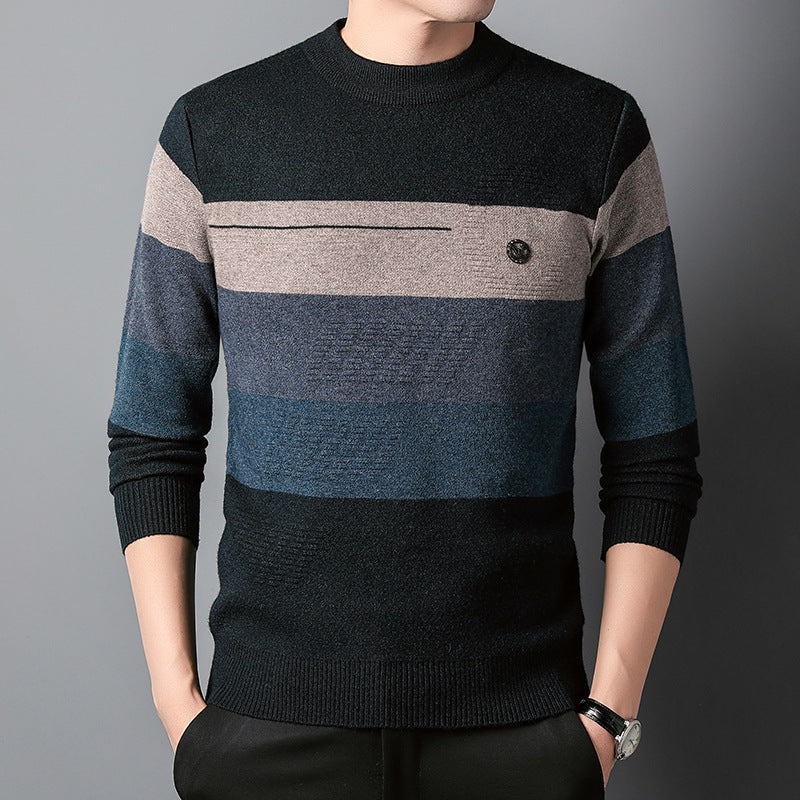 Men's Fashion Casual Round Neck Knitted Bottoming Shirt