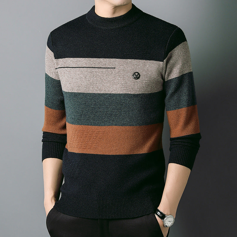 Men's Fashion Casual Round Neck Knitted Bottoming Shirt