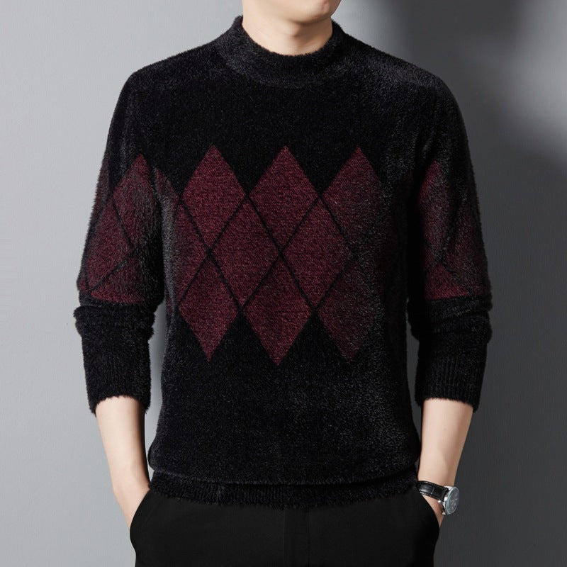 Men's Fashion Round Neck Thickened Ferret Velvet Sweater