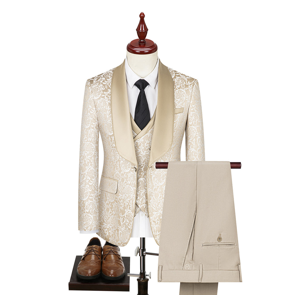 Men's Jacquard Suit Wedding Dress Groom Suit Suit Host Performance Costume