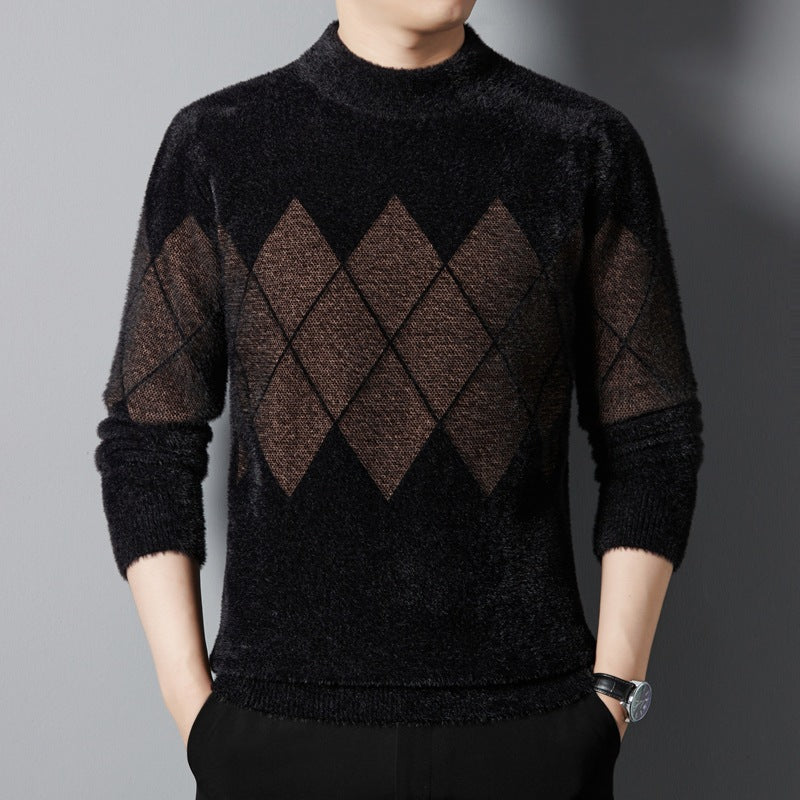 Men's Fashion Round Neck Thickened Ferret Velvet Sweater