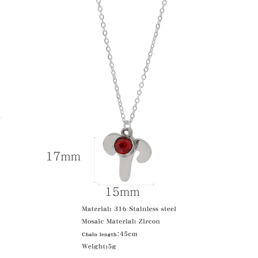 Necklace Stainless Steel Zircon Ornament