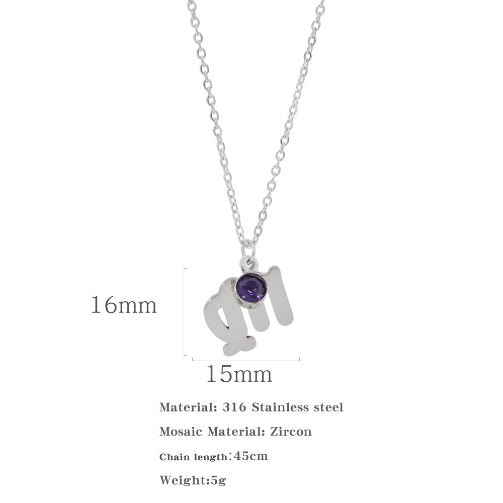 Necklace Stainless Steel Zircon Ornament