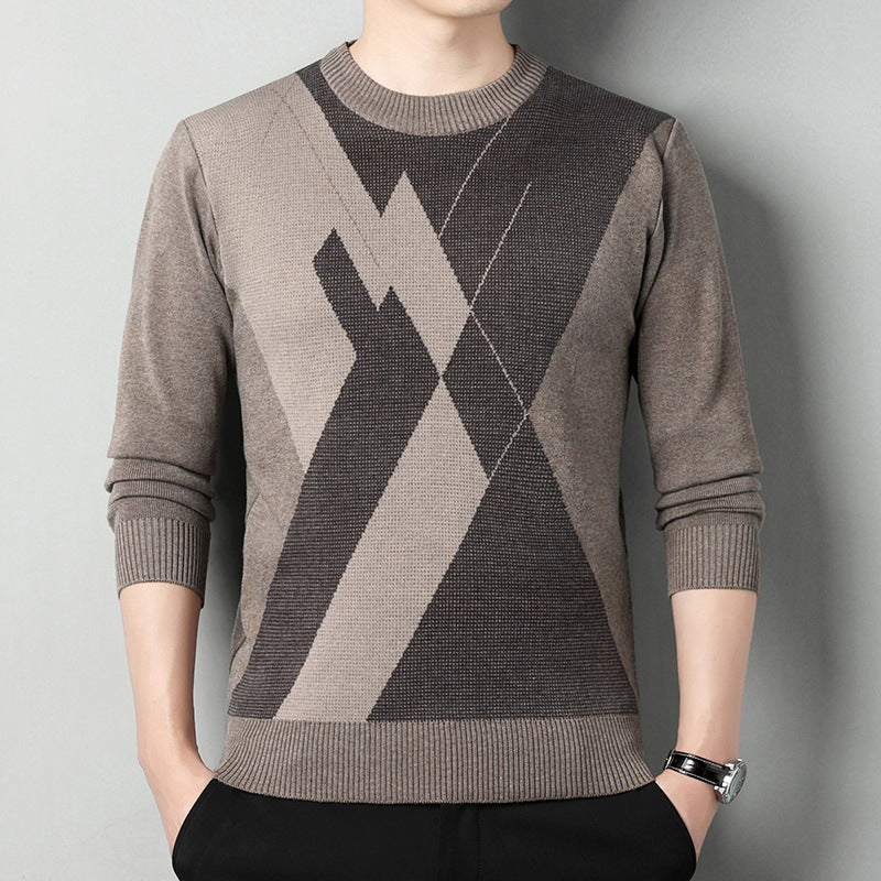 Men's Loose Multicolor Round Neck Warm Sweater