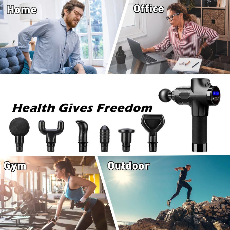 Massage Gun Deep Tissue, Back Massage Gun for Athletes for Pain Relief Attaching 10 PCS Specialized Replacement Heads, Percussion Massager with 10 Speeds & LED Screen, Black