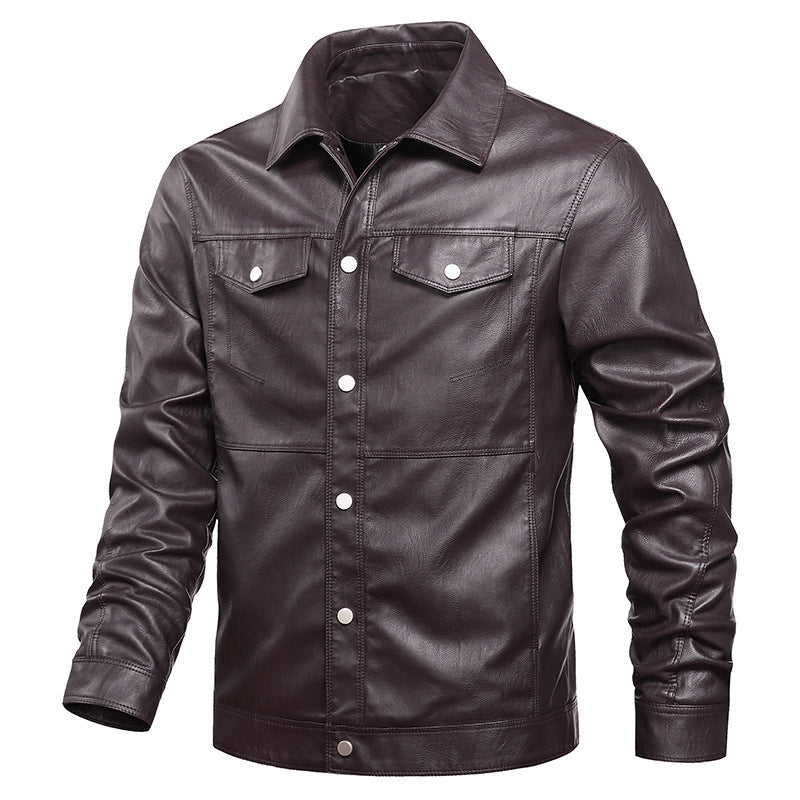 Motorcycle Lapel Young Men's Leather Jacket