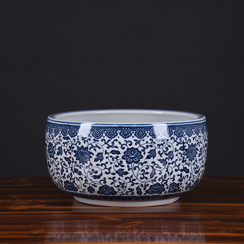 Ceramic Bowl Lotus Pot Blue And White