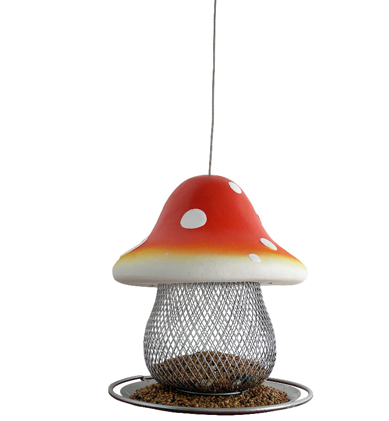 Bird Feeder|Courtyard Hanging Resin Mushroom Shape bird feeder gift|solar powered