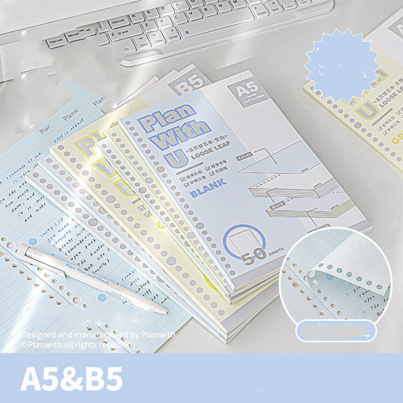 Tear-able Loose-leaf Replacement A5B5 Student Notebooks