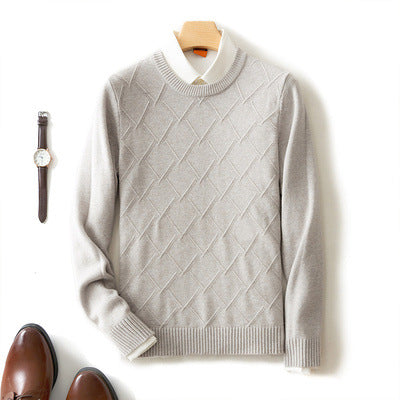 Men's Thick Loose Pullover Round Neck Cashmere Sweater