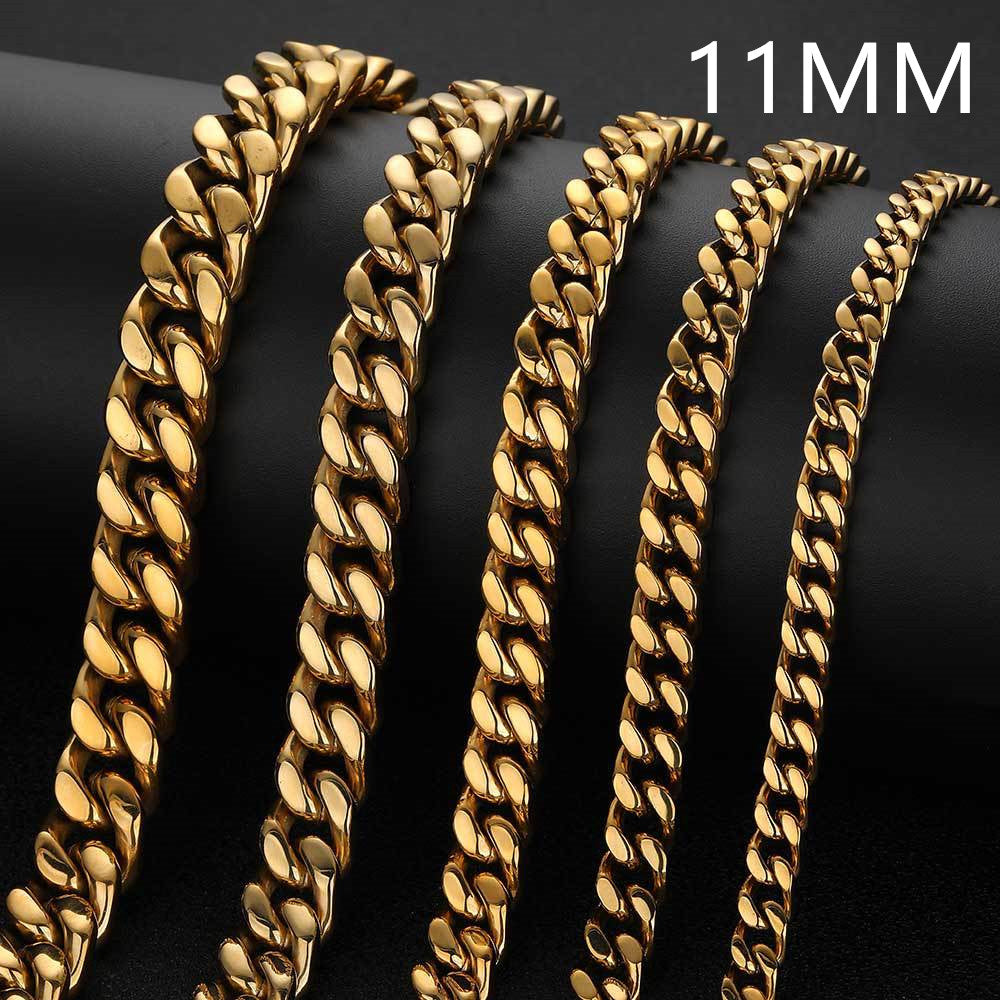 Cuban Link Chain - Premium Hiphop/Rock Style Necklace for Men - Gold/Black/Steel Options