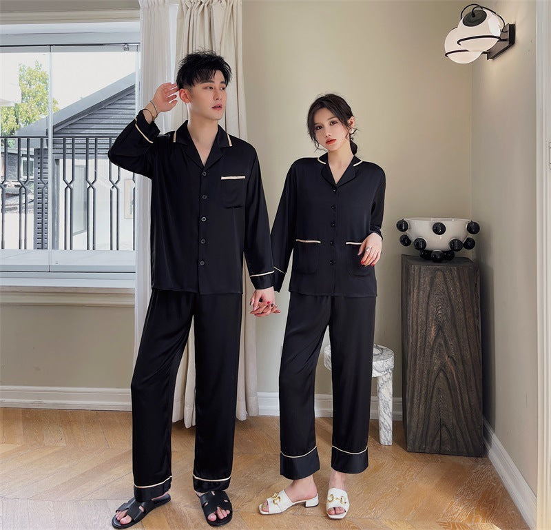 Couple Pajamas Lapel Cardigan Long Sleeves