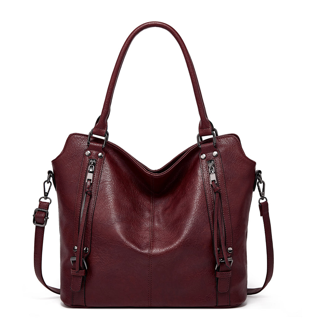 Double Zipper Design Tote Bag Large Capacity Shoulder Crossbody Bag For Women Handbags